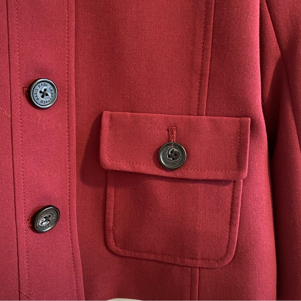 Karl Lagerfeld Paris Burgundy Blazer Size 10 - Picture 3 of 6
